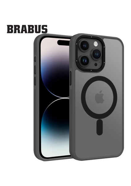 Brabus iPhone 15 Pro Max Magsafe Özellikli Ekstra Yan Koruma Katmanlı Buzlu Yumuşak Deep Silikon Kılıf