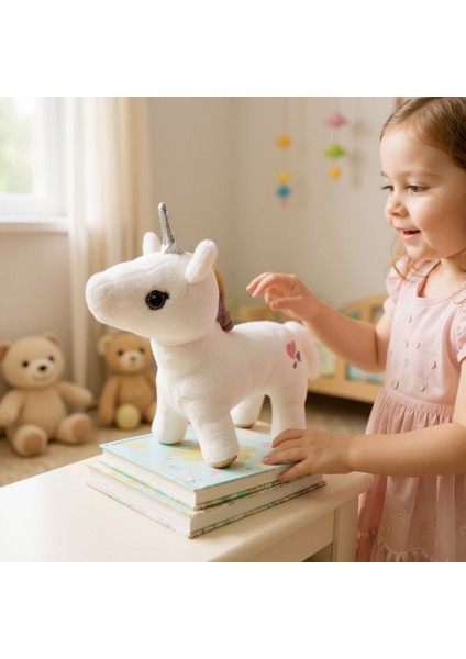 Kalp Nakışlı Unicorn 40 cm Peluş Oyuncak