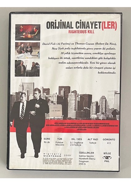 Orijinal Cinayet(Ler) Robert De Niro Al Pacino DVD (Orijnal Dönem Baskı Dvd) fiyatları