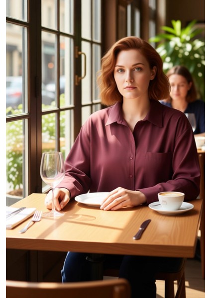 Kadın Dokuma Gömlek Rahat Kalıp Uzun Kol Günlük Şıklık ve Konforlu Bir Deneyim Fonksiyonel modelleri