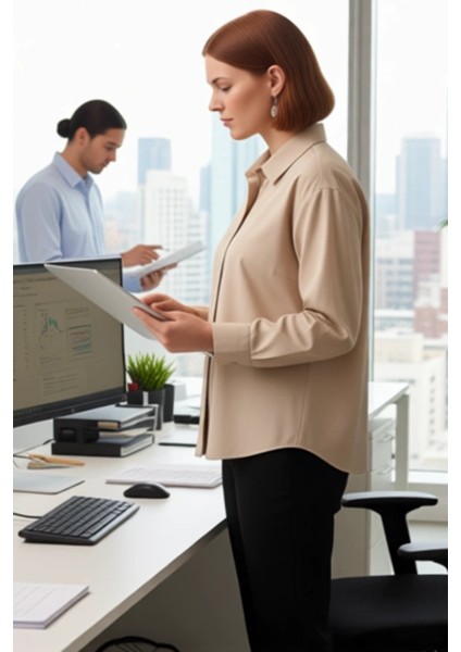 Büyük Beden Kadın Rahat Kesim Uzun Kollu Dokuma Kumaş Düz Desenli Temel Gömlek ve Konforu Şık modelleri