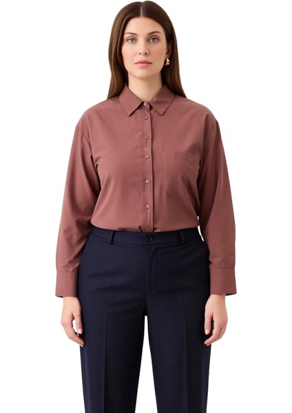 Kadın Uzun Kollu Rahat Kesim Dokuma Gömlek Günlük Şıklık ve Konforlu Kullanım Sunan Bir Parça fırsatları