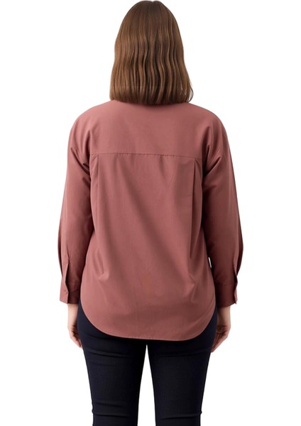 Kadın Uzun Kollu Rahat Kesim Dokuma Gömlek Günlük Şıklık ve Konforlu Kullanım Sunan Bir Parça indirimleri
