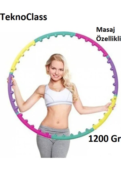 8 parçalı Ayarlanabilir Ağırlıklı Hulalop 1,2 kg 72/85/95 cm Egzersiz Çemberi Masajlı