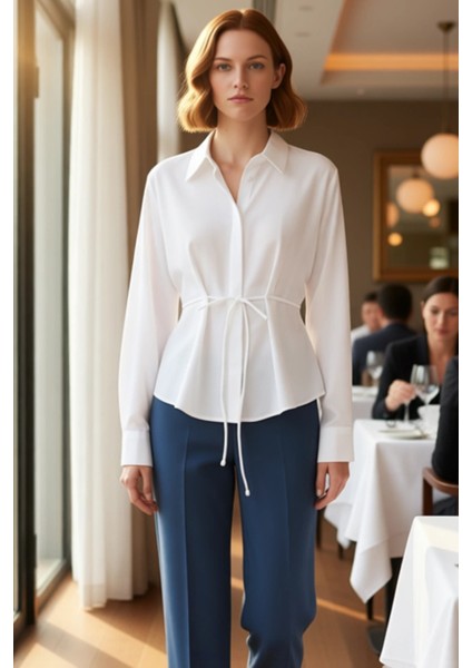 Kadın Bağlama Detaylı Dokulu Transparan Gömlek Şık Görünümünüzü Tamamlayacak Özel Tasarım Spor fiyatları