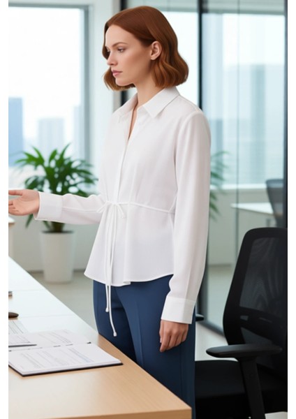 Kadın Bağlama Detaylı Dokulu Transparan Gömlek Şık Görünümünüzü Tamamlayacak Özel Tasarım Spor modelleri