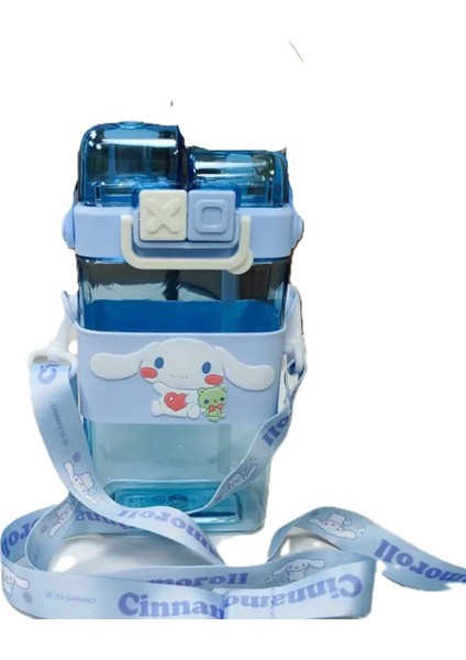 Cinnamoroll Figürlü Çocuk Suluk Matara 520ML Askılı Iki Bölmeli Kapak Plastik AD74106