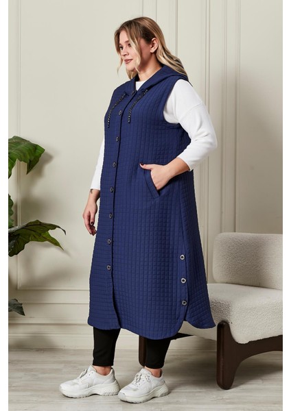 Kadın Büyük Beden Düğmeli Kapitone Yelek fırsatları