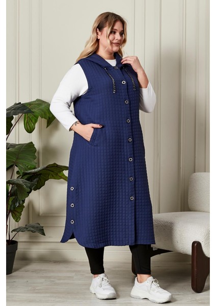 Kadın Büyük Beden Düğmeli Kapitone Yelek indirimleri