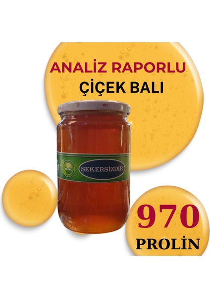 850 gr ANALİZ RAPORLU Yeni Sezon ŞEKERSİZ Süzme Çiçek Balı PROLİN 970