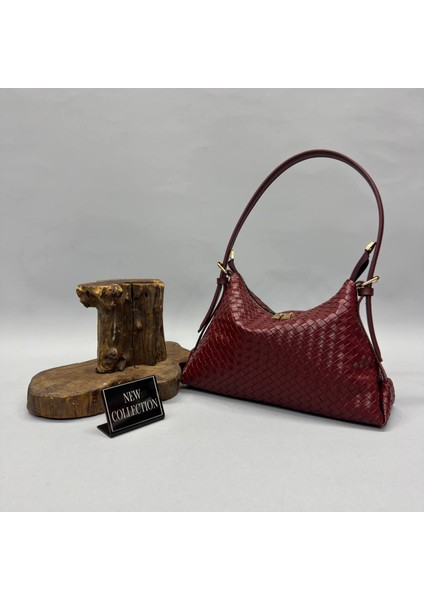 The Moiss Örgü Dokulu Bordo Renk El ve Omuz Çantası fiyatları