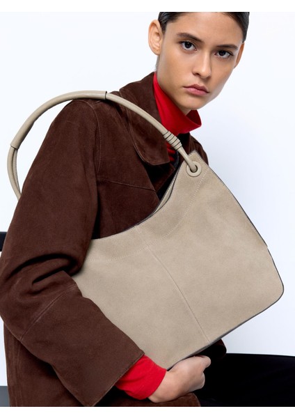 Deri Detaylı Omuz Çantası