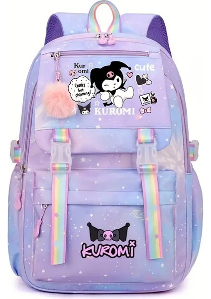 Çocuk Sırt Çantası Kuromi Figürlü 4 Bölmeli Geniş Kapasiteli AD4008