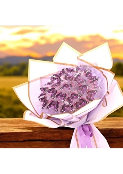 LED Işıklı Mor Kelebek Buketi fiyatları