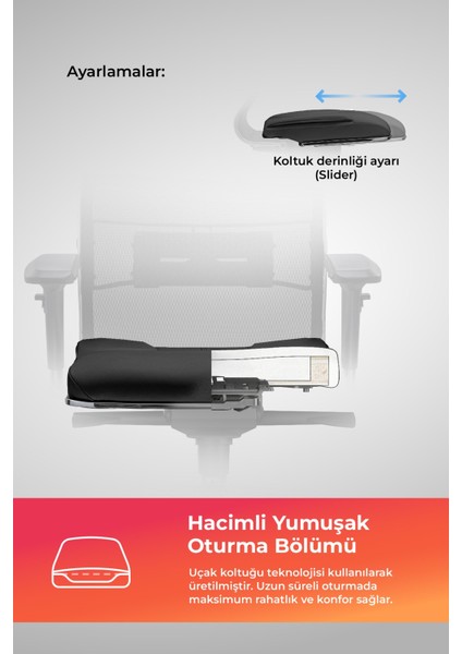 Samurai Ergonomik Koltuk | Bel Destekli, Tekerlekli, Yükseklik Ayarlı, Yönetici Koltuğu - 23.3.5.61 Siyah fırsatları