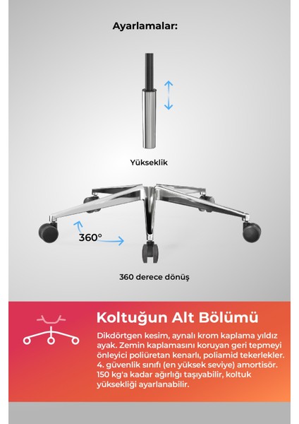Samurai Ergonomik Koltuk | Bel Destekli, Tekerlekli, Yükseklik Ayarlı, Yönetici Koltuğu - 23.3.5.61 Siyah indirimleri