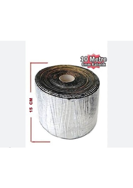 Araç Oto Ses Isı Yalıtım Bandı Folyolu Kauçuk Sünger 15CMX10METRE 6mm Yapışkanlı