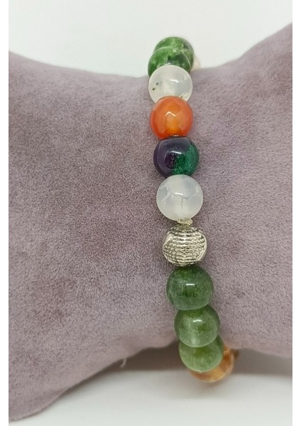 Doğal Taşlı (Yeşim, Ametist, Ay, Sitrin, Akik) Çakra Bileklik modelleri