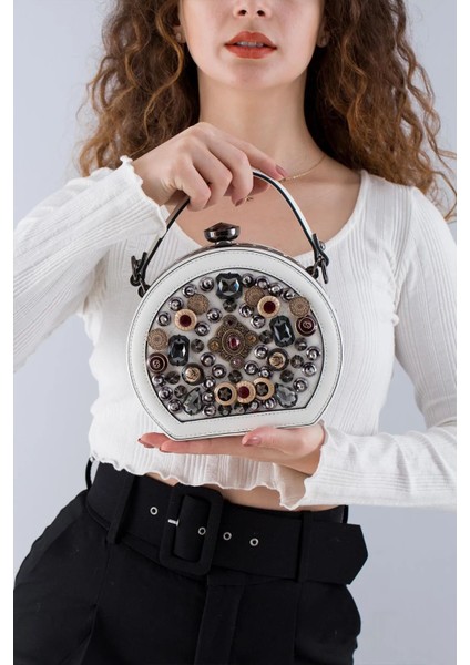 Kadın Taşlı El ve Omuz Çantası Kb 26539