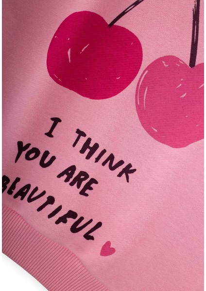 Kiraz Baskılı Sweatshirt Takım 2-10 Yaş Pembe modelleri