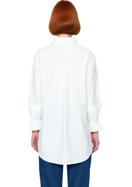 Kadın Dokuma Gömlek Zarif Balon Kol Detayları ve Klasik Yaka Kesimi Ile Şık Görünüm Modern fiyatları