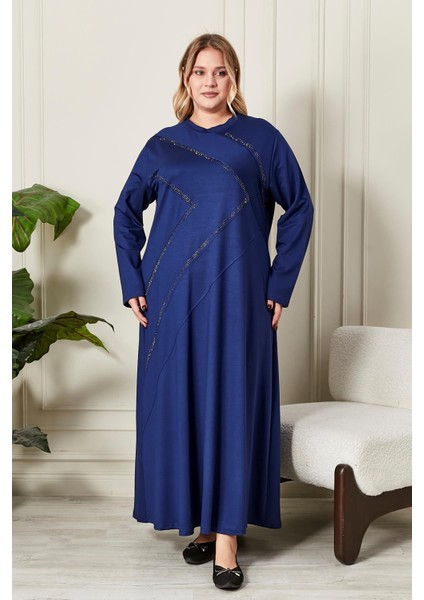 Kadın Büyük Beden Kristal Penye Elbise