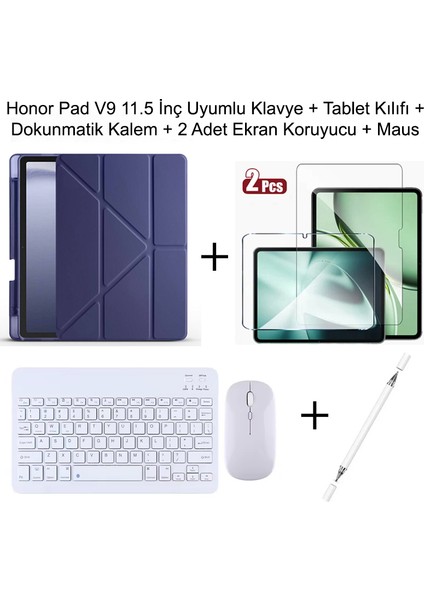 Yesnıce Honor Pad V9 11.5 Inç 2025 Uyumlu Standlı Kılıf Dokunmatik Kalem ve Klavye Set