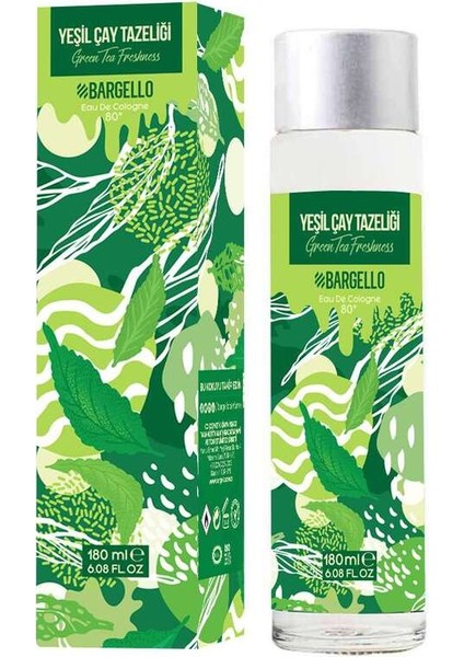 Yeşil Çay Tazeliği 180 ml Cam Dökme Kapak Kolonya Edc