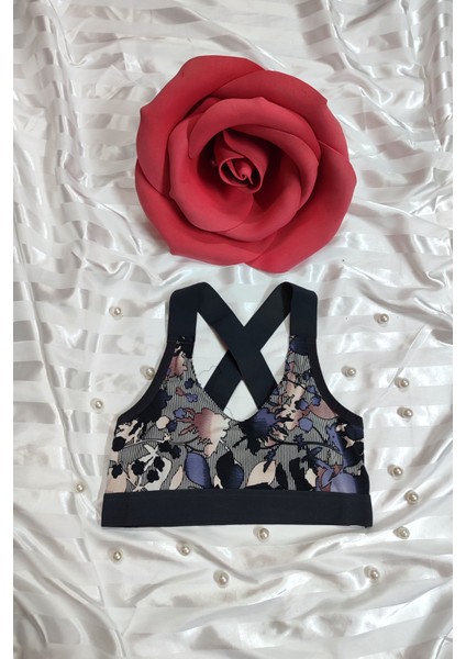 Sırt Detaylı Gri Çiçekli Sporcu Büstiy fırsatları