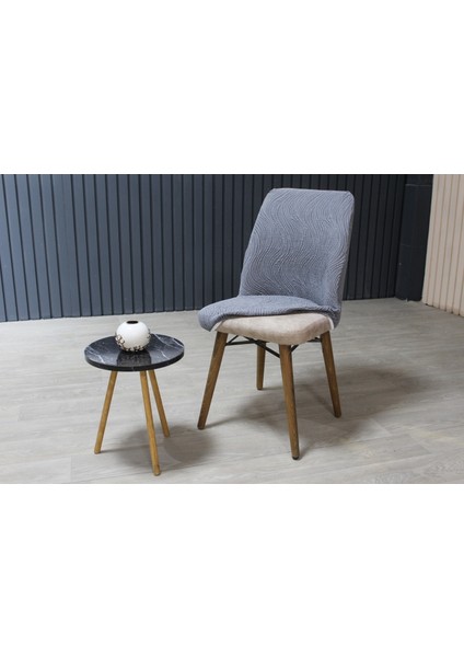 Oval Sandalye Kılıfı Jakar 6'lı Set Koyu Gri fiyatları