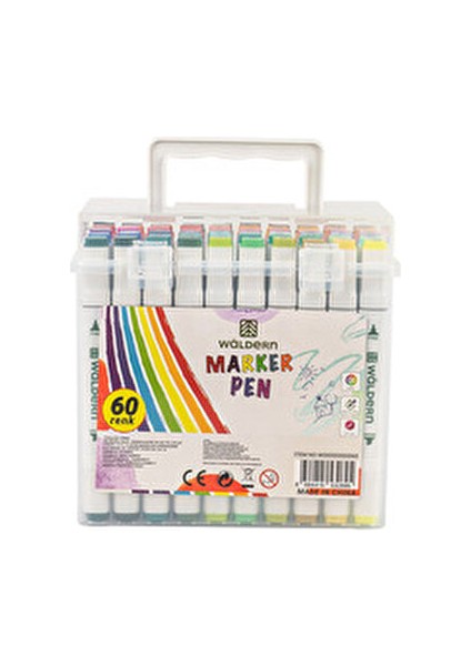 Premium 60'lı Çift Taraflı Kalem Seti Plastik Şeffaf Taşıma ve Koruma Çantalı