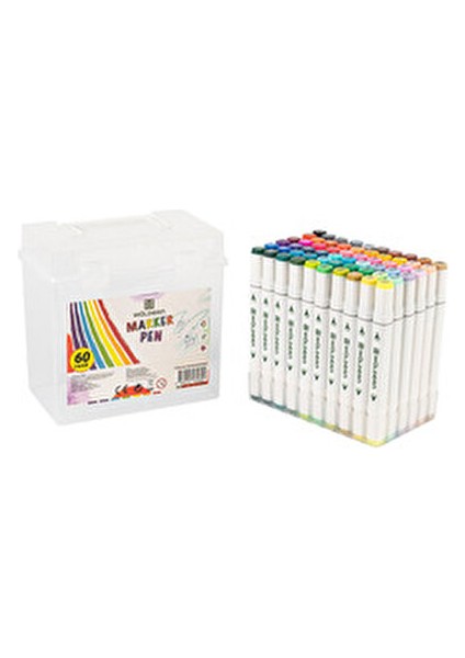 Premium 60'lı Çift Taraflı Kalem Seti Plastik Şeffaf Taşıma ve Koruma Çantalı indirimleri