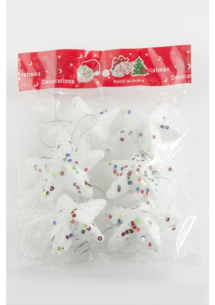 6 Adet Yıldız Yılbaşı Ağaç Süsü 6 cm fiyatları