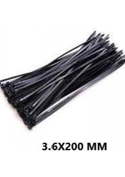 PLASTİK ÇIRT KELEPÇE 100 PARÇA SİYAH 3.6X200MM. (4887)