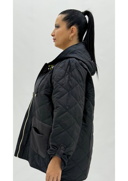 Büyük Beden Çift Taraflı Kapüşonlu Kadın Ince Rüzgarlık Ceket modelleri