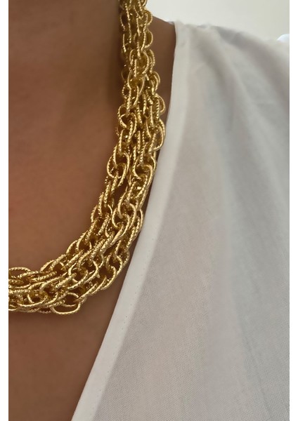 Üç Sıralı Gold Kolye fiyatları