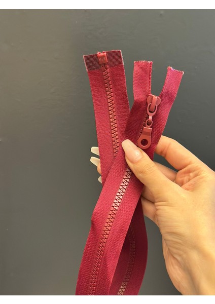 54X3 cm Dişli Kırmızı Fermuar modelleri