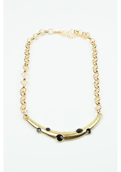 Halka Zincir Siyah Mine Detay Uçlu Kolye fırsatları