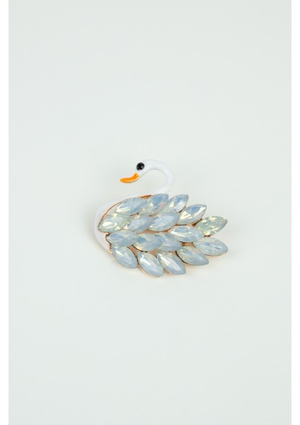 Kristal Taşlı Kuğu Figür Broş modelleri