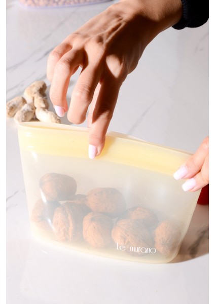 Lush Hava Sızdırmaz Kilitli Silikon Saklama Torbası 500 ml | Sarı modelleri