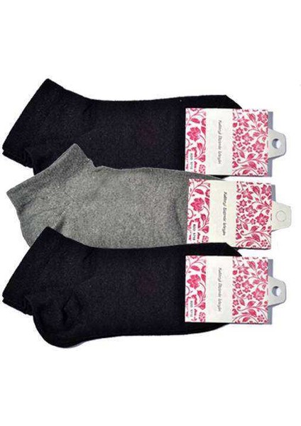 Siyah ve Gri Kadın Bilek Çorap 3 çift modelleri