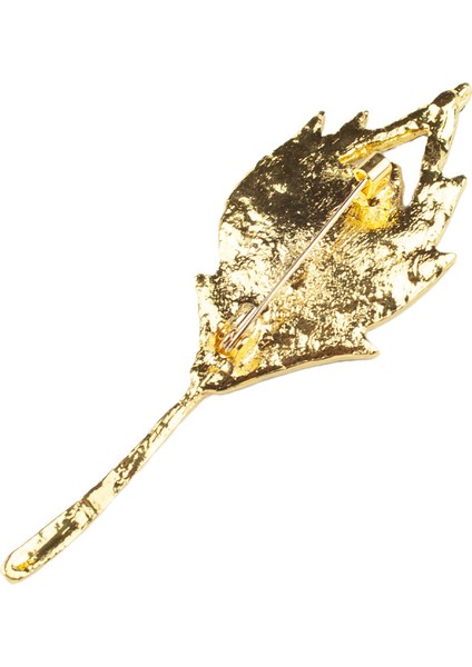 Tavus Kuşu Tüyü Figürlü Taşlı Gold Broş modelleri