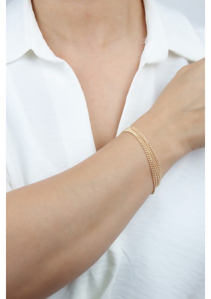 Beş Sıralı Topçuk Zincir Bileklik