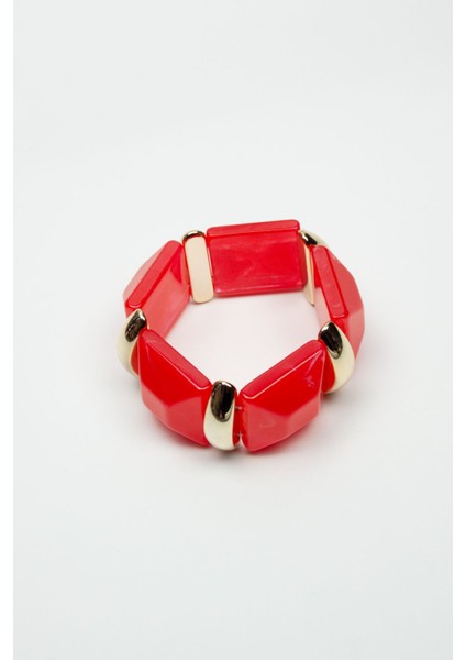 Gold Detaylı Kalın Akrilik Esnek Bileklik