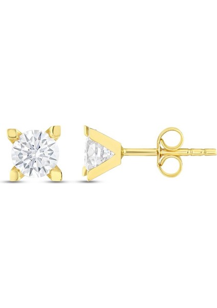 Altın Tektaş Küpe - 14K