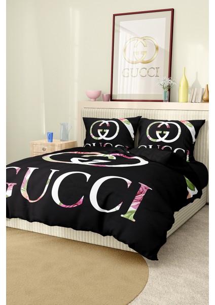 Nevresim Takımı Çift Kişilik Pamuklu Saten Kumaş 6 Parça 3D Dijital Baskı Duvet Cover Set Model No: