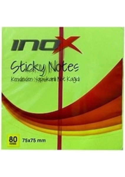 Inox Yapışkanlı Not Kağıdı Şeffaf 75X75 Yeşil 09674--24 Lü