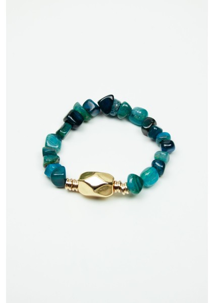 Gold Detay Akik Doğaltaş Kadın Bileklik