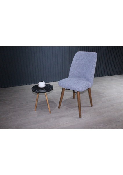 Oval Sandalye Kılıfı Jakar 6'lı Set Gri