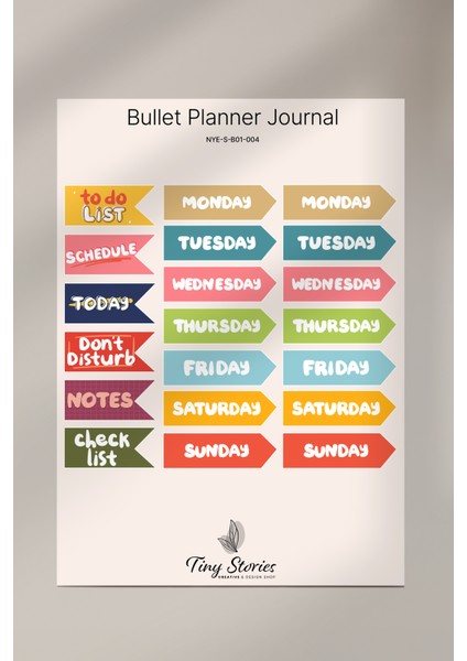 Bullet Journal Sticker Seti - 6 Sayfa / Ajanda, Scrapbook, Journal modelleri